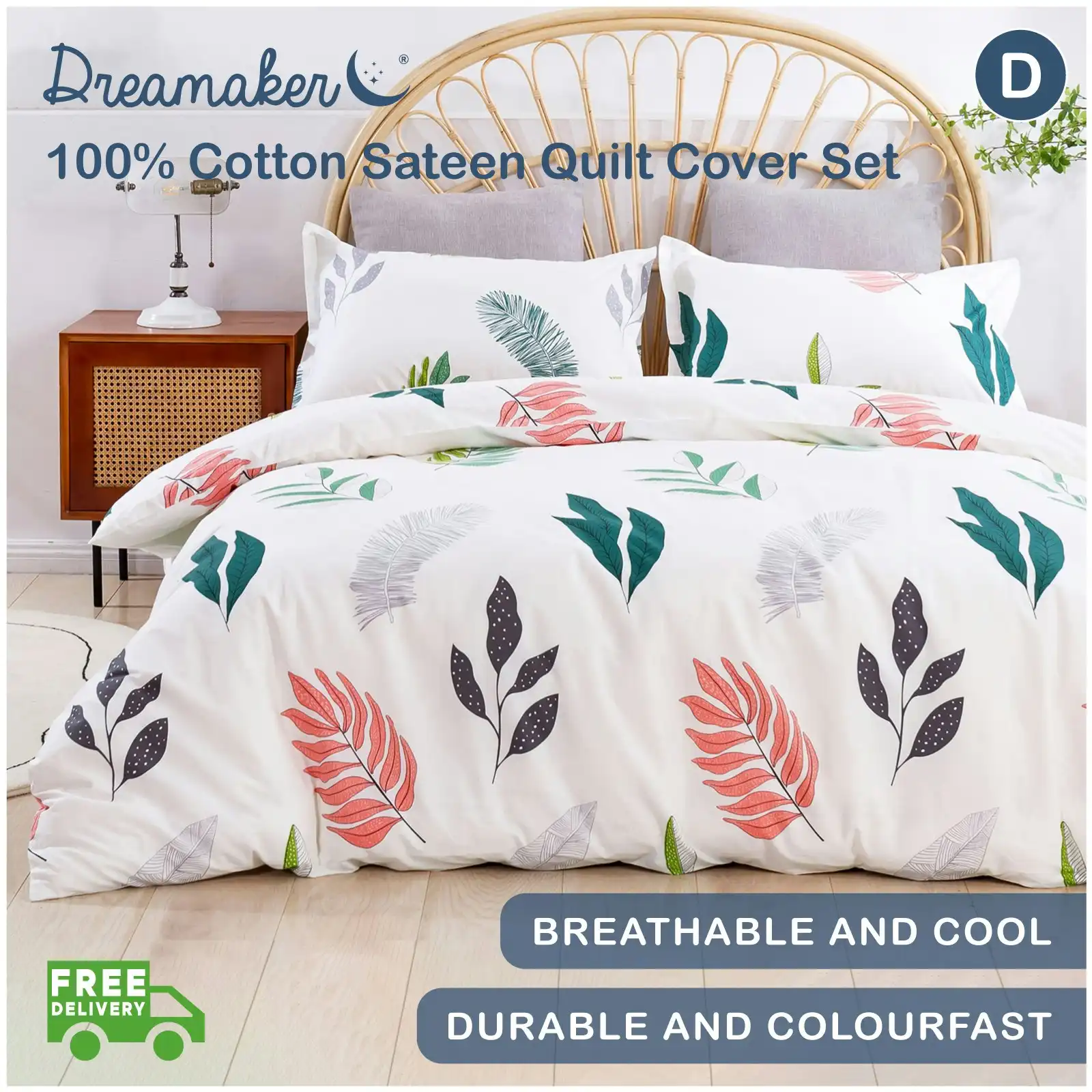Dreamaker Printed Quilt Cover Set Undertint Double Bed