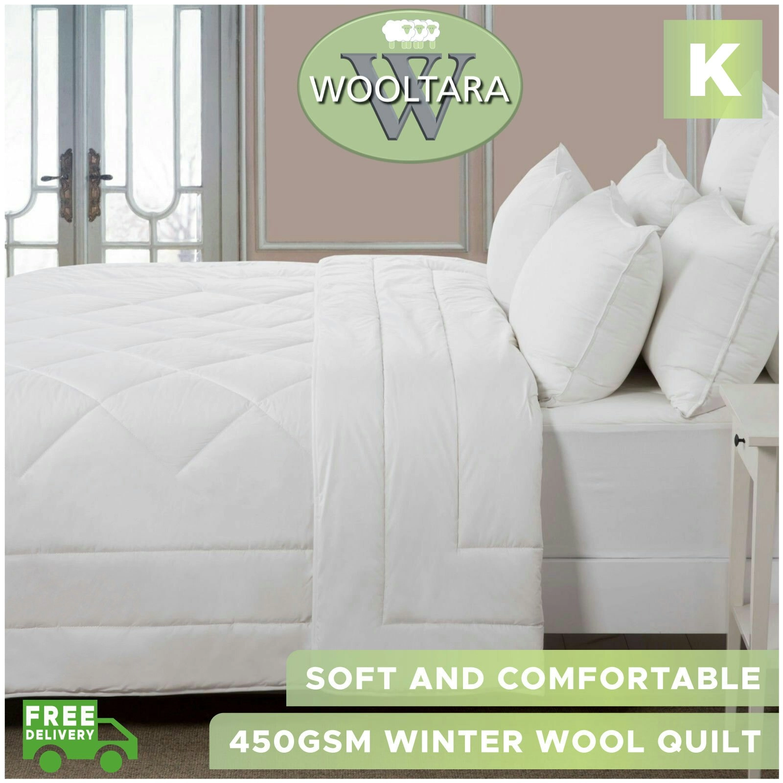 Wooltara Classic 450 GSM Winter Australian Wool Quilt - King Bed