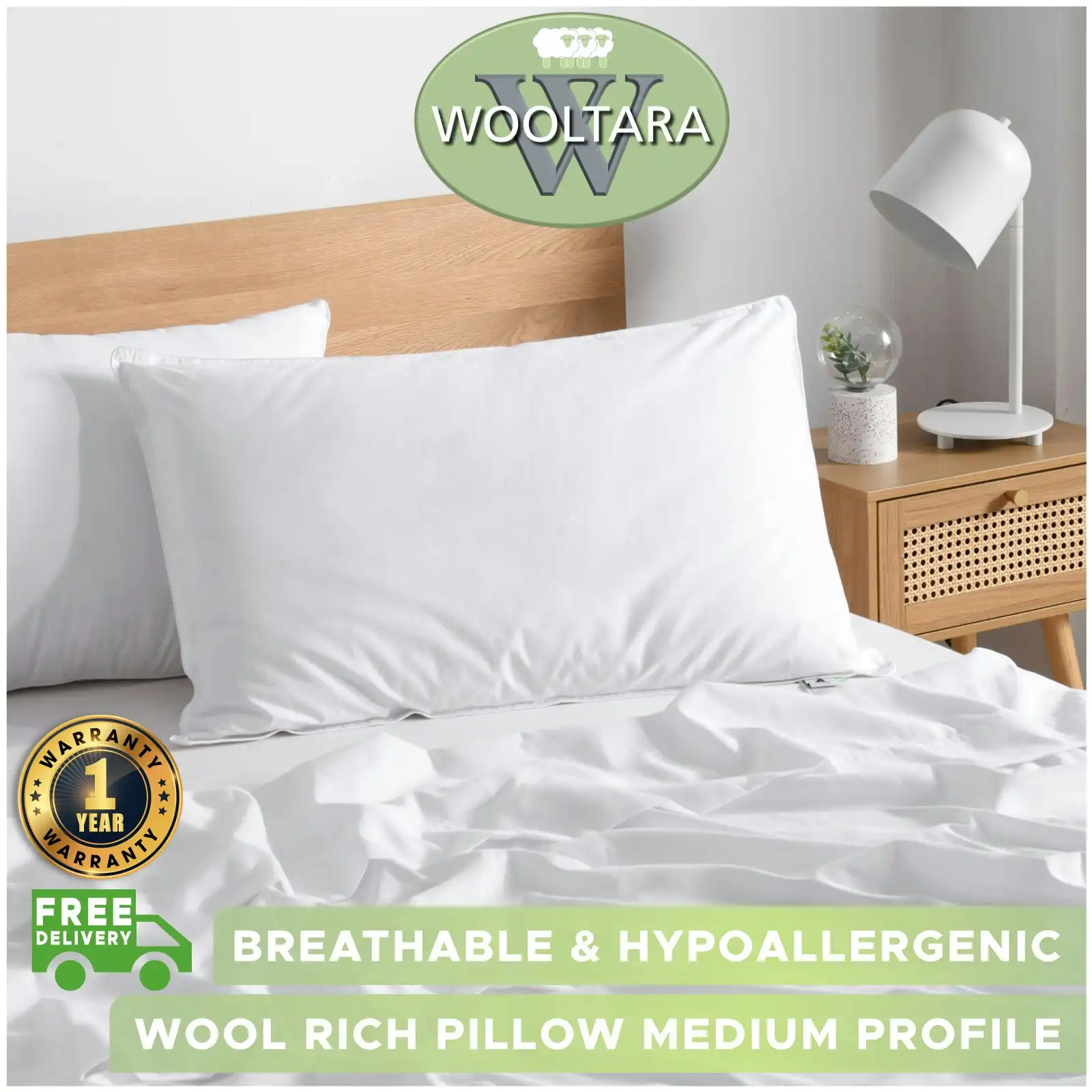 9009076 Wooltara Australian Wool Rich Pillow Medium Profile