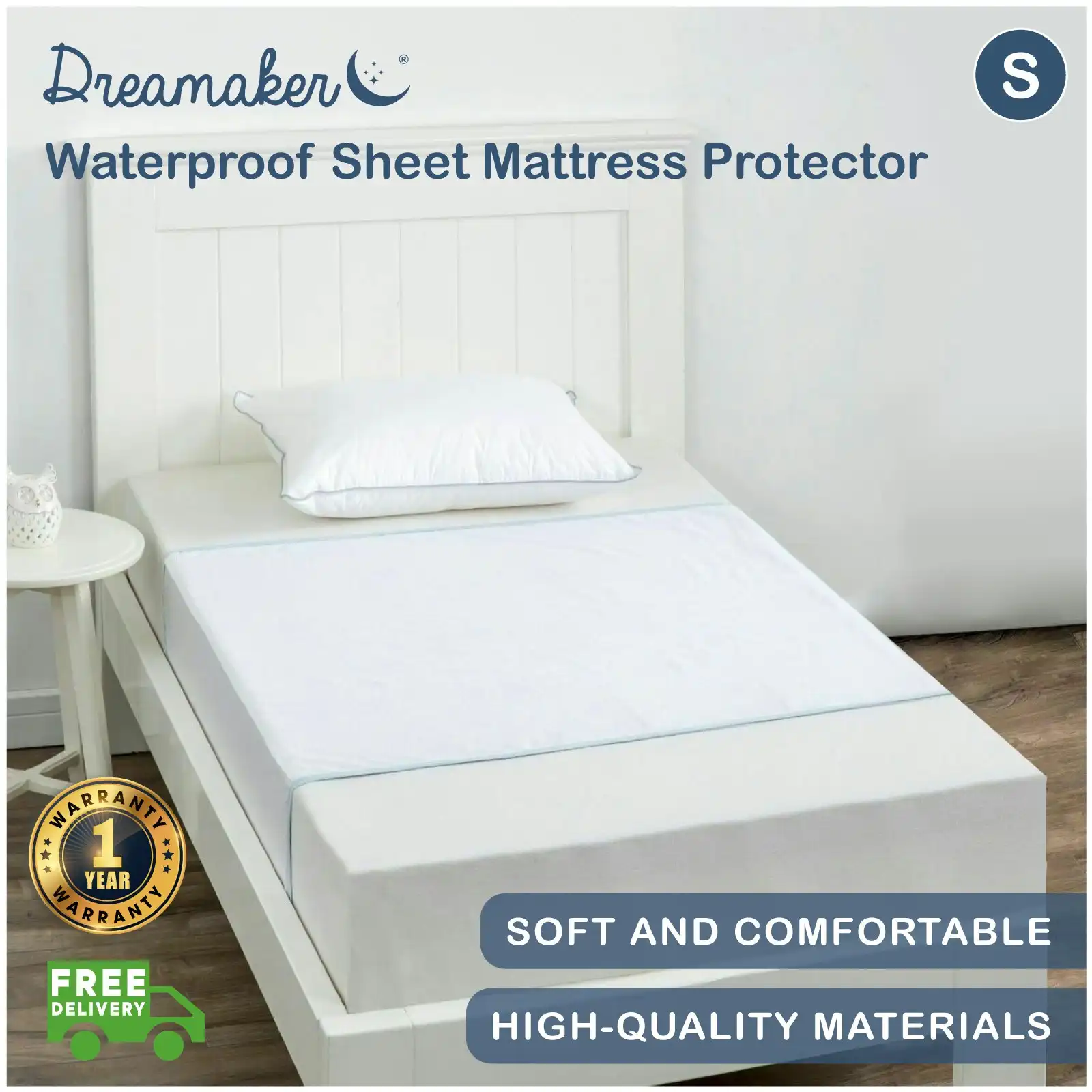 9009246 Dreamaker Waterproof Sheet Mattress Protector - Single Bed