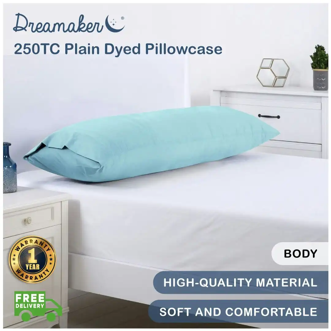 Dreamaker 250TC plain dyed Body pillowcases-48x150cm single pack canal blue