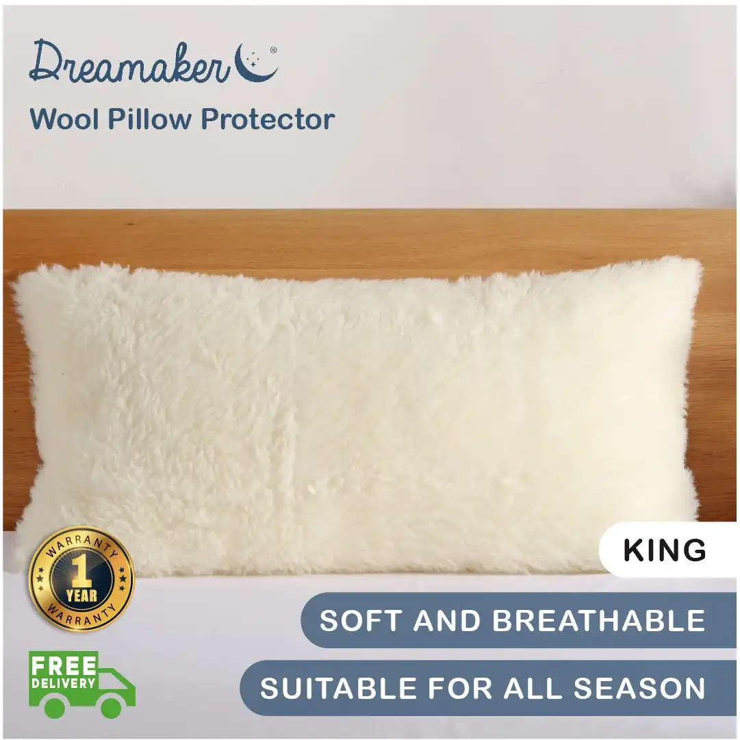 Dreamaker Wool Pillow Protector Natural King 50x90cm
