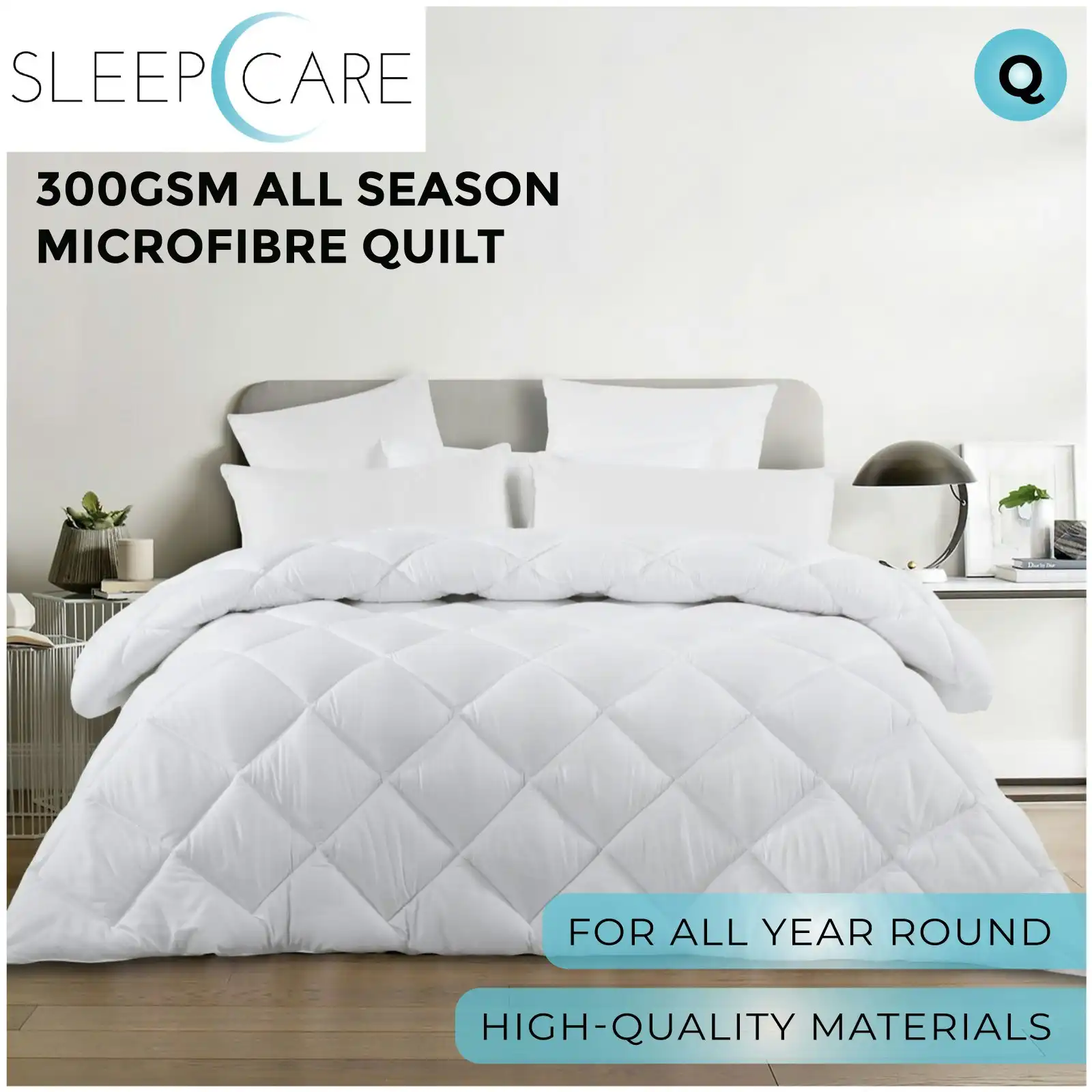 Sleepcare 300GSM All Season Microfibre Quilt Queen Bed