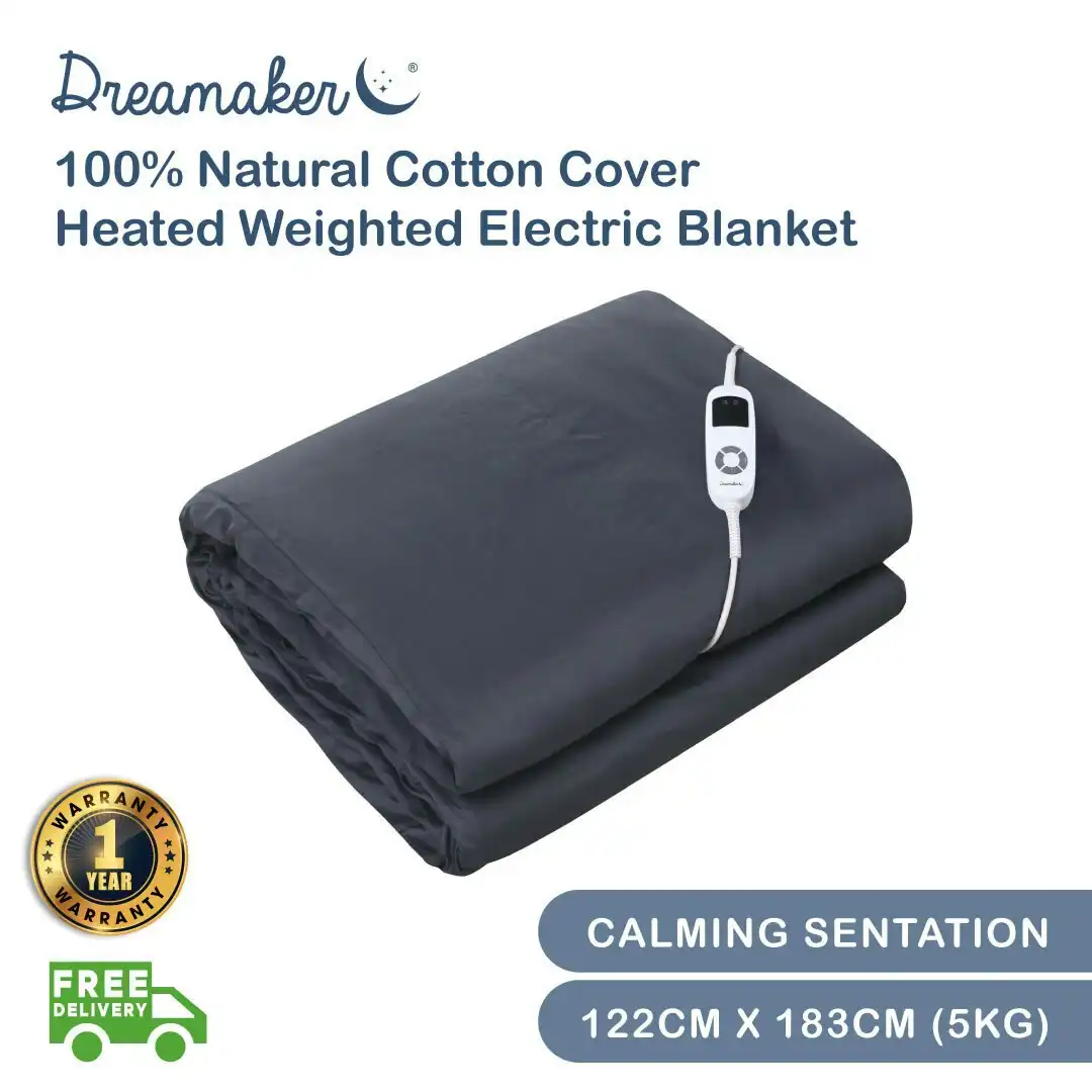 Dreamaker 100% Natural Cotton Cover Heated Weighted Electric Throw Blanket 5Kg