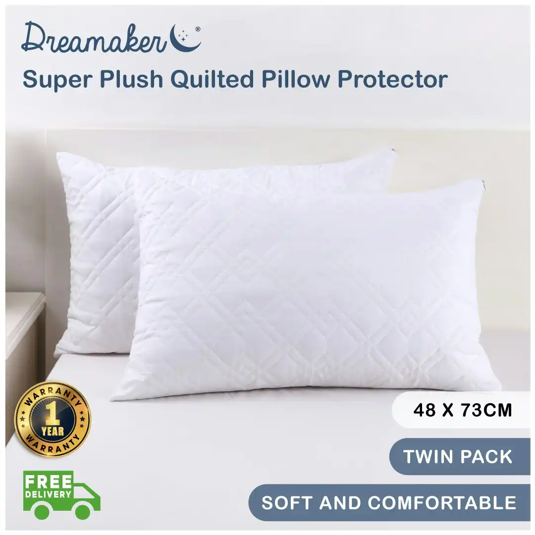 Dreamaker Super Plush Quilted Pillow Protector 48 x 73cm (2 Pack)