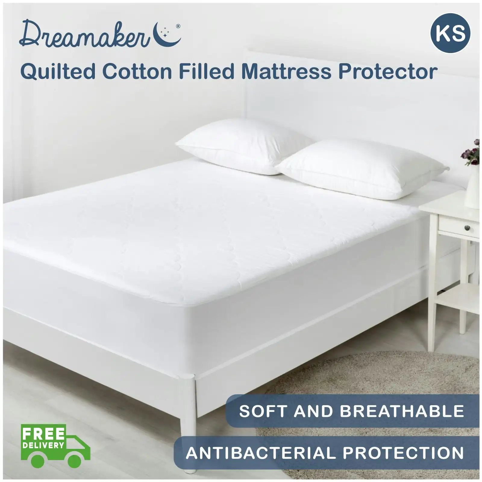 Dreamaker Quilted Cotton Filled Mattress Protector King Single Bed