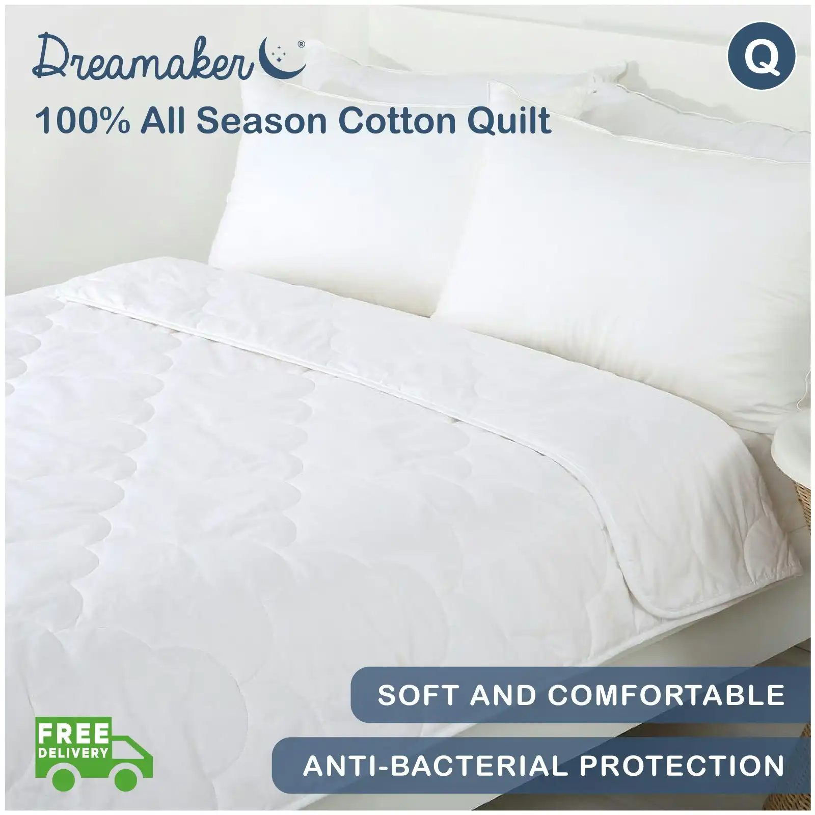 Dreamaker 100% All Season Cotton Quilt - Queen Bed