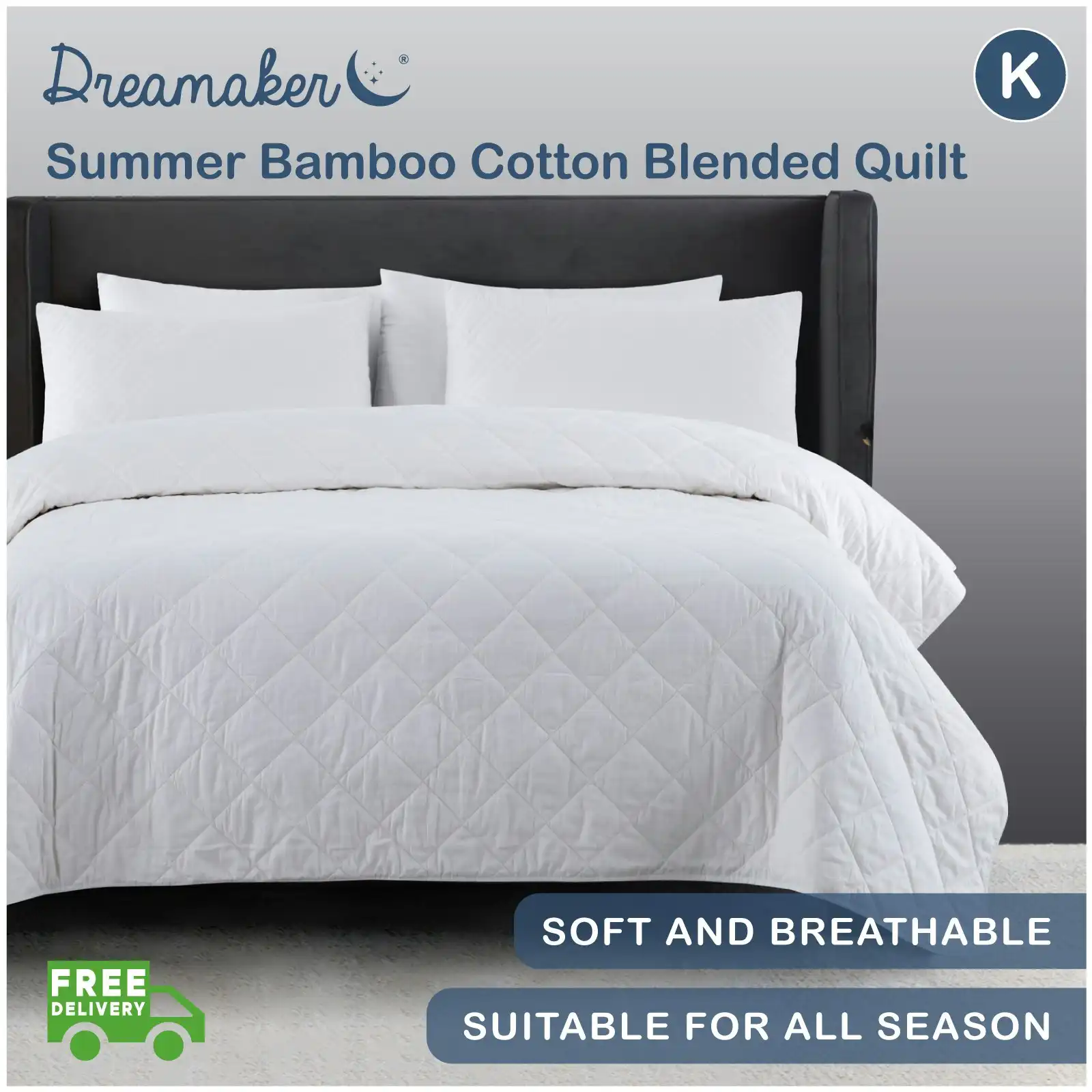 Dreamaker Lightweight Bamboo & Cotton Blend Quilt King Bed