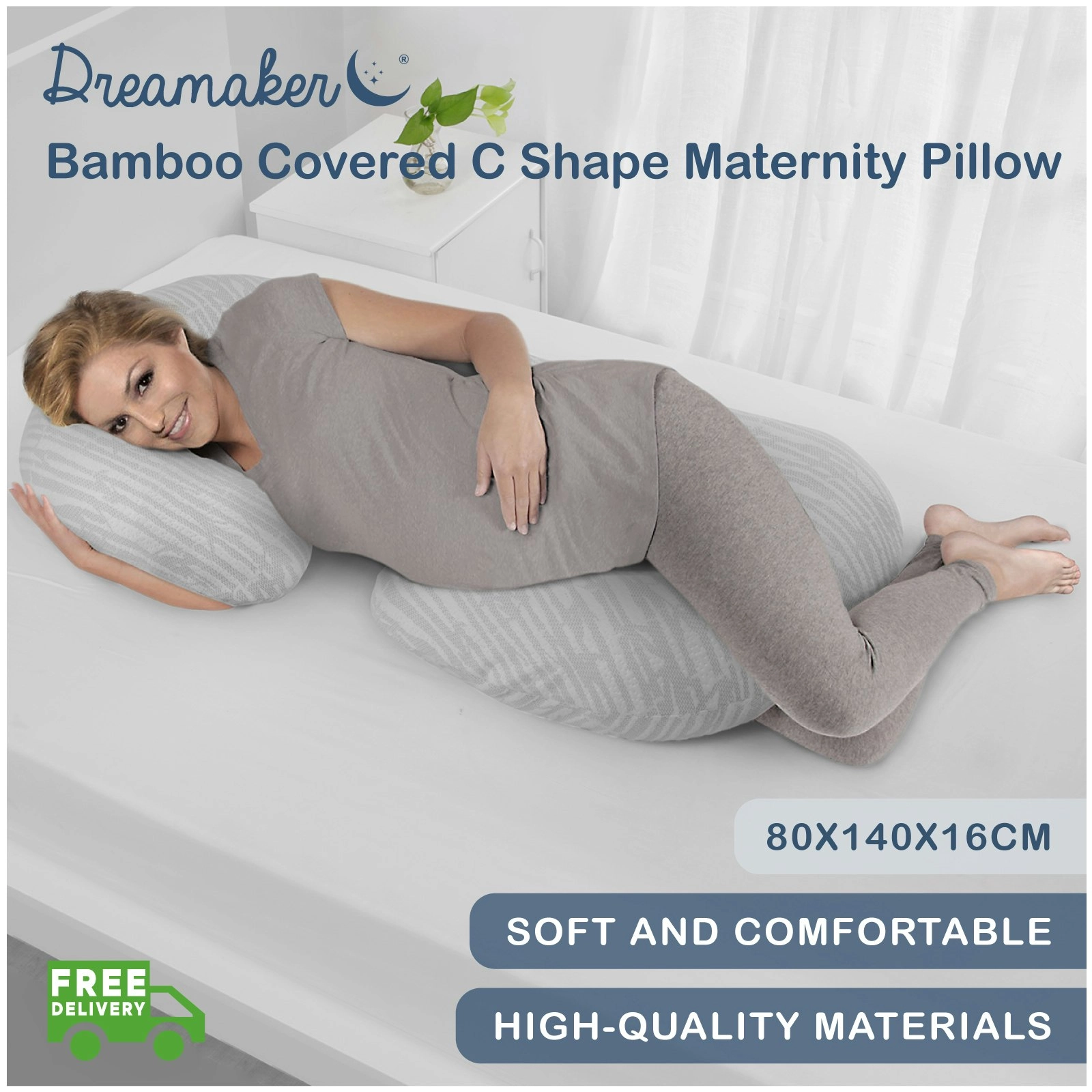 Dreamaker Bamboo Covered C Shape Maternity Pillow