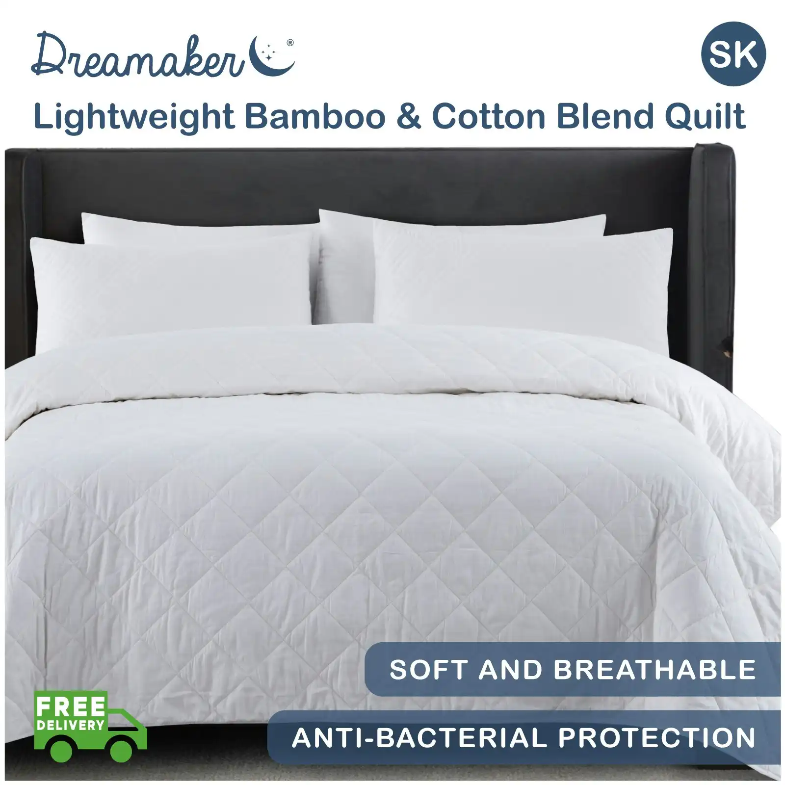 Dreamaker Lightweight Bamboo & Cotton Blend Quilt Super King Bed