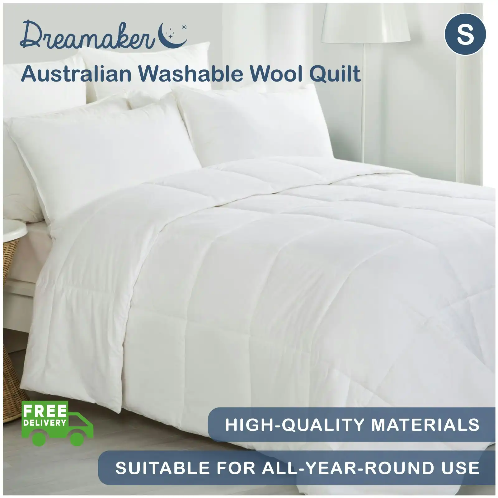 Dreamaker 500GSM Australian Washable Wool Quilt Single Bed