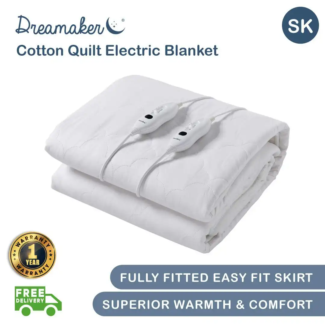 Dreamaker 100% Cotton Quilt Electric Blanket Super King Bed