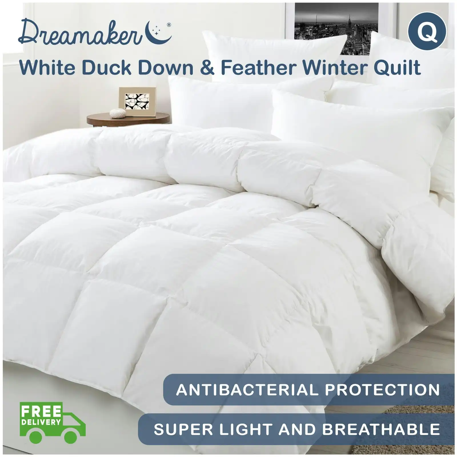 9009193 Dreamaker White Duck Down &Feather Quilt-5 QB