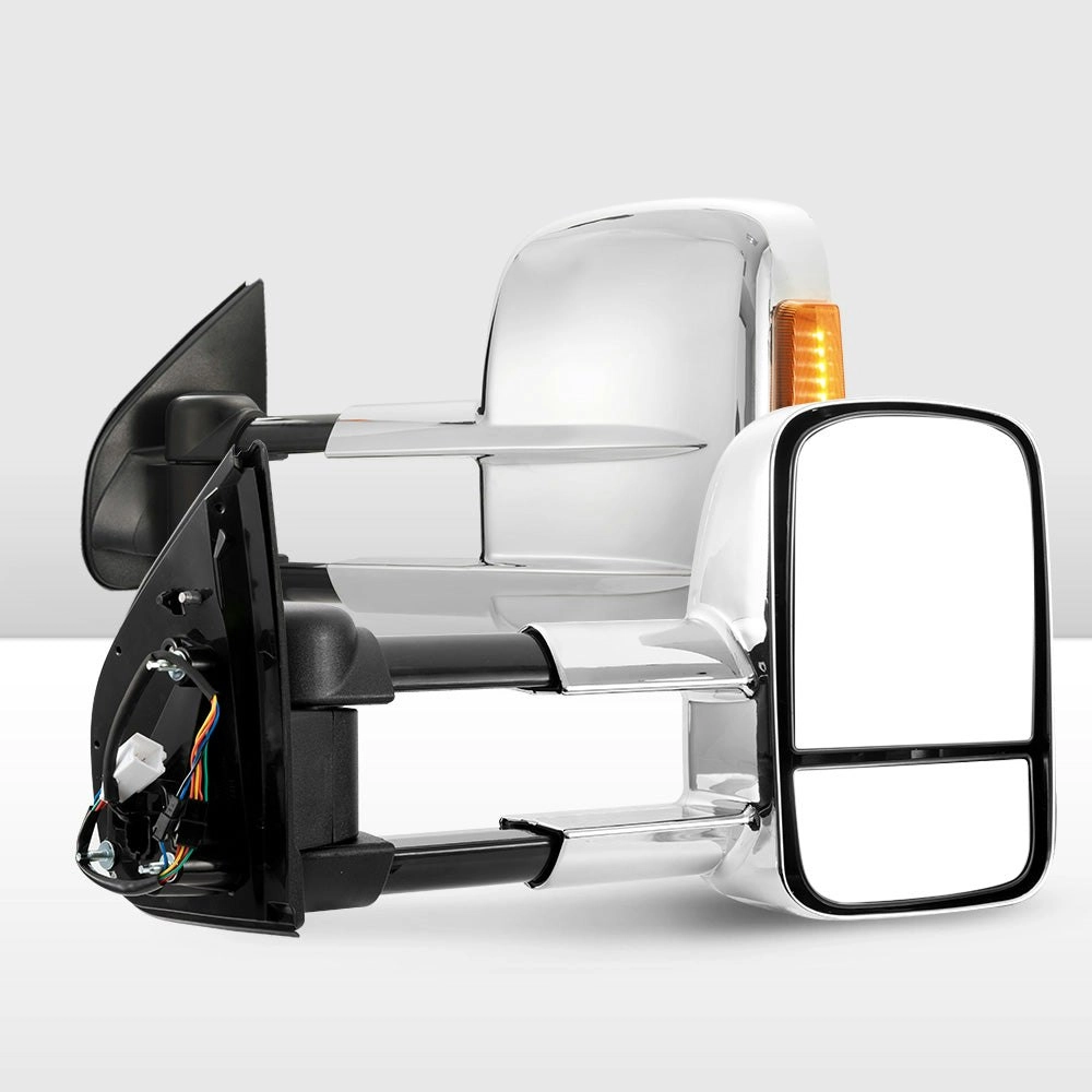 Pair Chrome Extendable Towing Mirrors for Isuzu D-MAX MY2012-MY2019