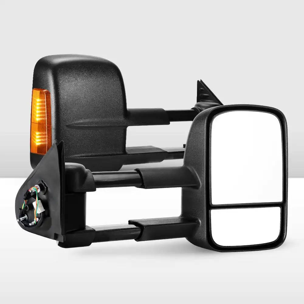 Pair Extendable Towing Mirrors for Toyota HILUX 2015-ON Black Pair