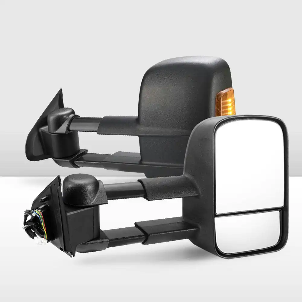 San Hima Extendable Towing Mirrors for Nissan Navara D23 NP300 2015-Current Black