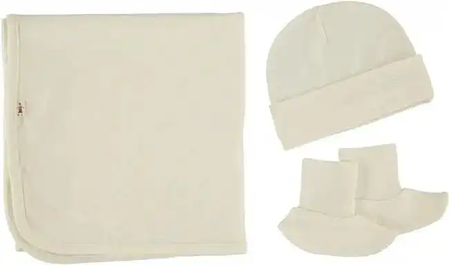 Merino Kids | Cocooi Blanket Beanie & Bootie Set - Cream (0-3 mths)