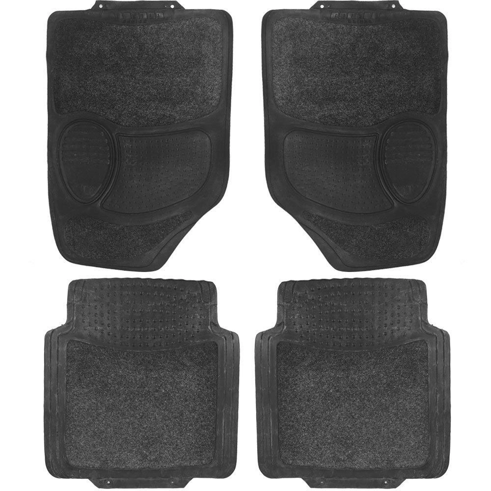 Universal Car Floor Mats Durable 4 Set Front Back Extra Large Non-Skid Black