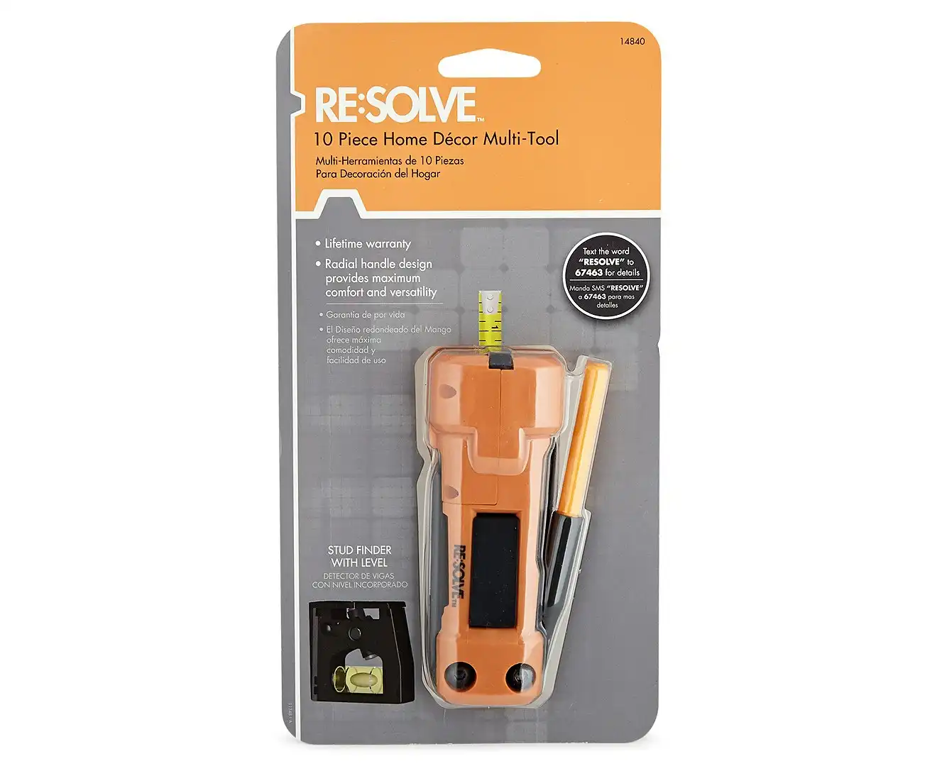 10pc Resolve Home Pocket MultiTool Set Screwdriver/Philips/Level/Stud Finder Kit