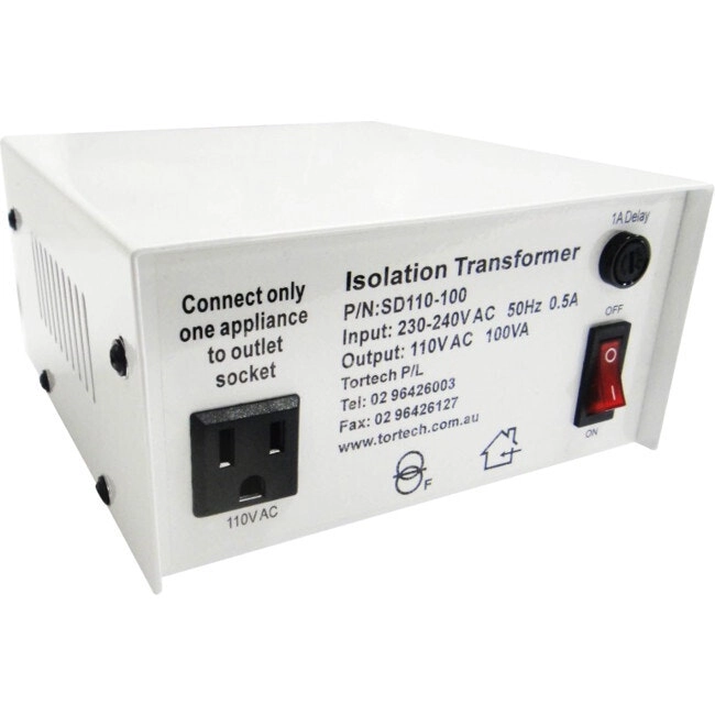 Tortech 100W 240V To USA 110V Stepdown Power Transformer Dielectrically Isolated