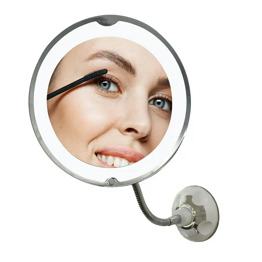 Flexible 20cm LED Makeup Beauty Mirror w/Suction 10x Magnification 360 Rotation
