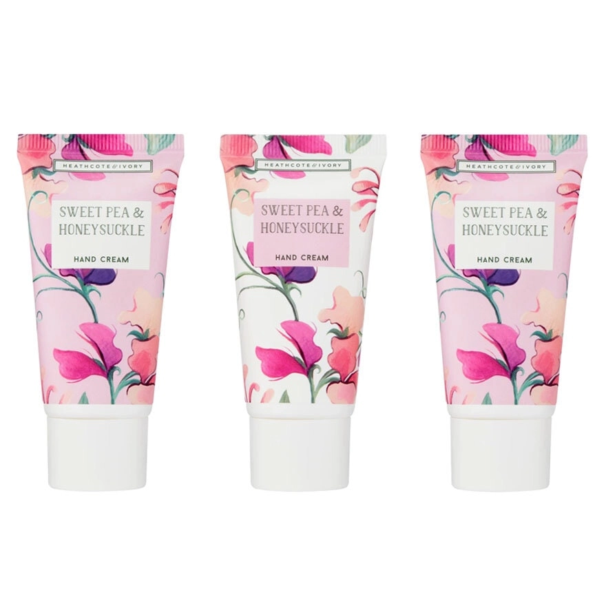 3pc Heathcote & Ivory 30ml Sweet Pea & Honeysuckle Hand Cream Travel Size