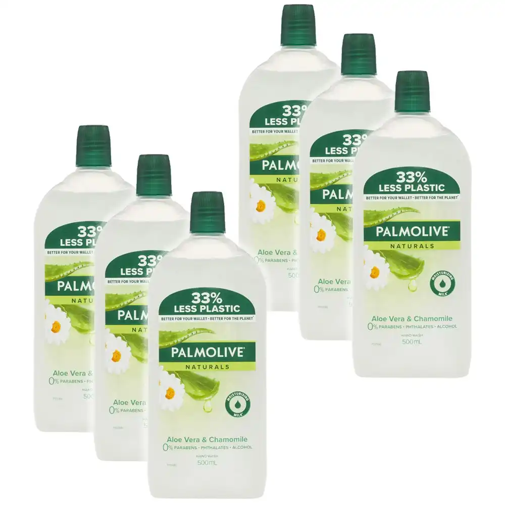 6x Palmolive 500ml Hand Wash/Washing Refill Aloe & Chamomile Cleaning/Hygiene