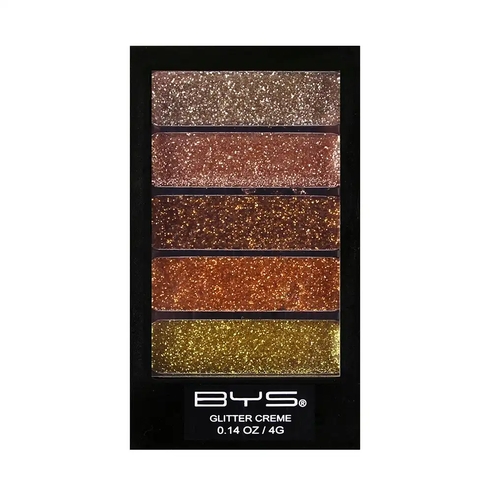 BYS Glitter Creme 4g Gel Base Makeup/Cosmetics Palette Bronzed Charm 5 Shades