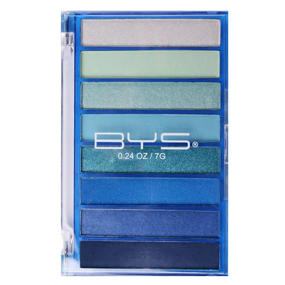 BYS 7g Eyeshadow Palette Makeup Eye Cosmetic Beauty Transparent Blue 8 Shades