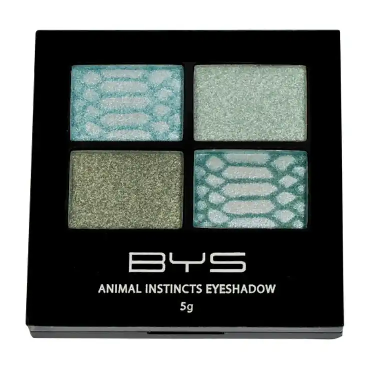 BYS 5g Animal Instincts Eyeshadow Face Palette Greens Face Makeup 4 Shades/Brush