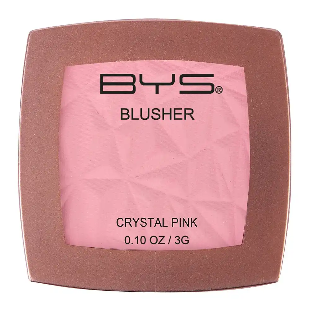 BYS Blusher Compact Crystal Smooth Glow Cosmetic Beauty Face Cheek Makeup 3g PNK