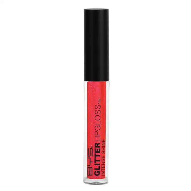 BYS Glitter Lipgloss Intense Shine Non-Sticky Lightweight Makeup Sun Red 1ml