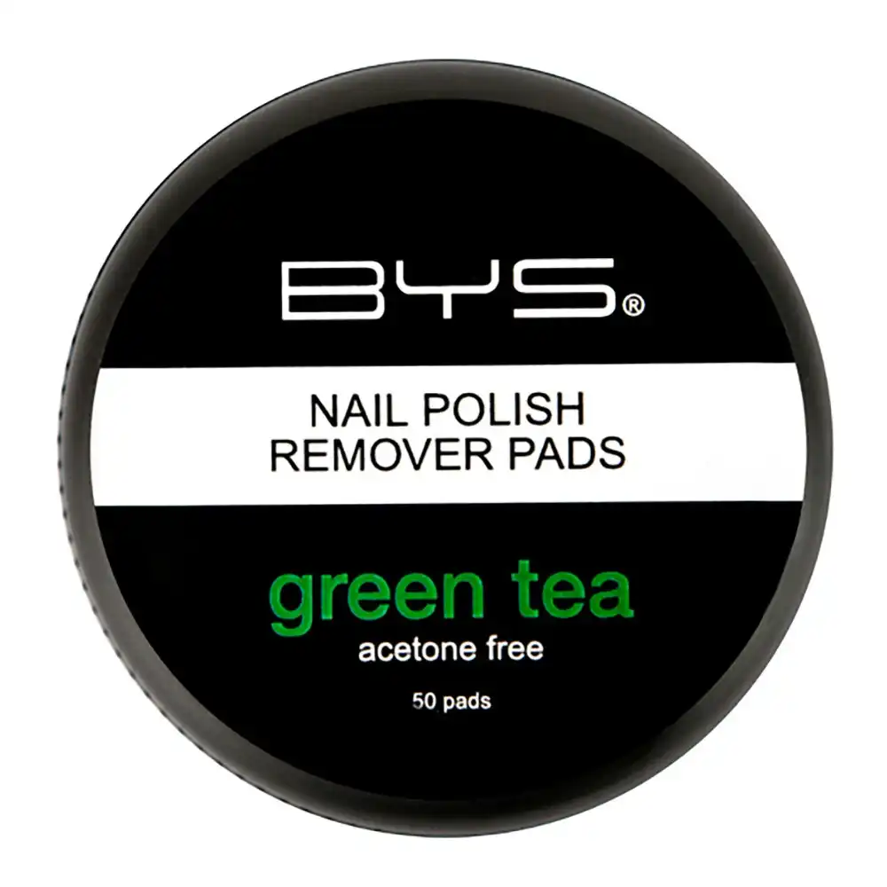 50pc BYS Green Tea Nail Polish Remover Moisturized Vitamin E Acetone Free Pads