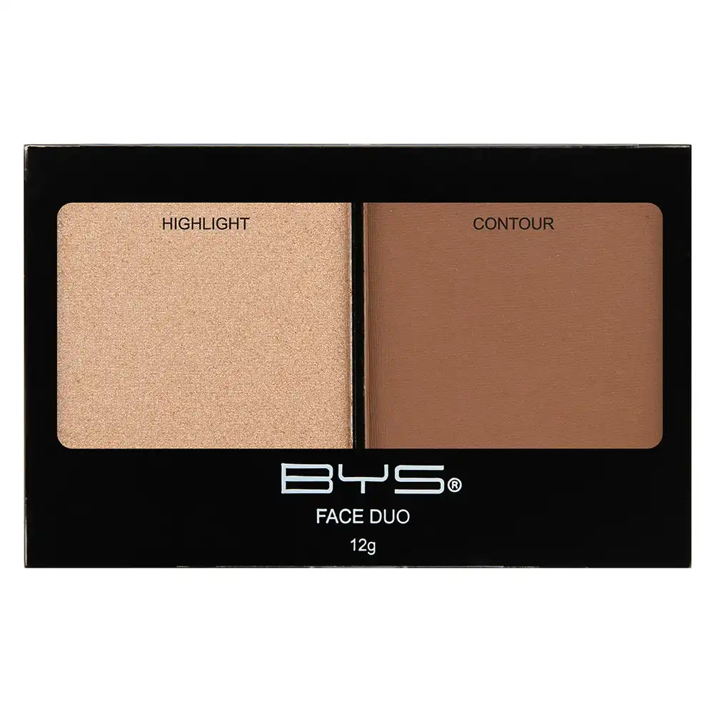 BYS Face Duo 12g Highlight & Contour Palette Cosmetic Women Makeup w/ 2 Shades