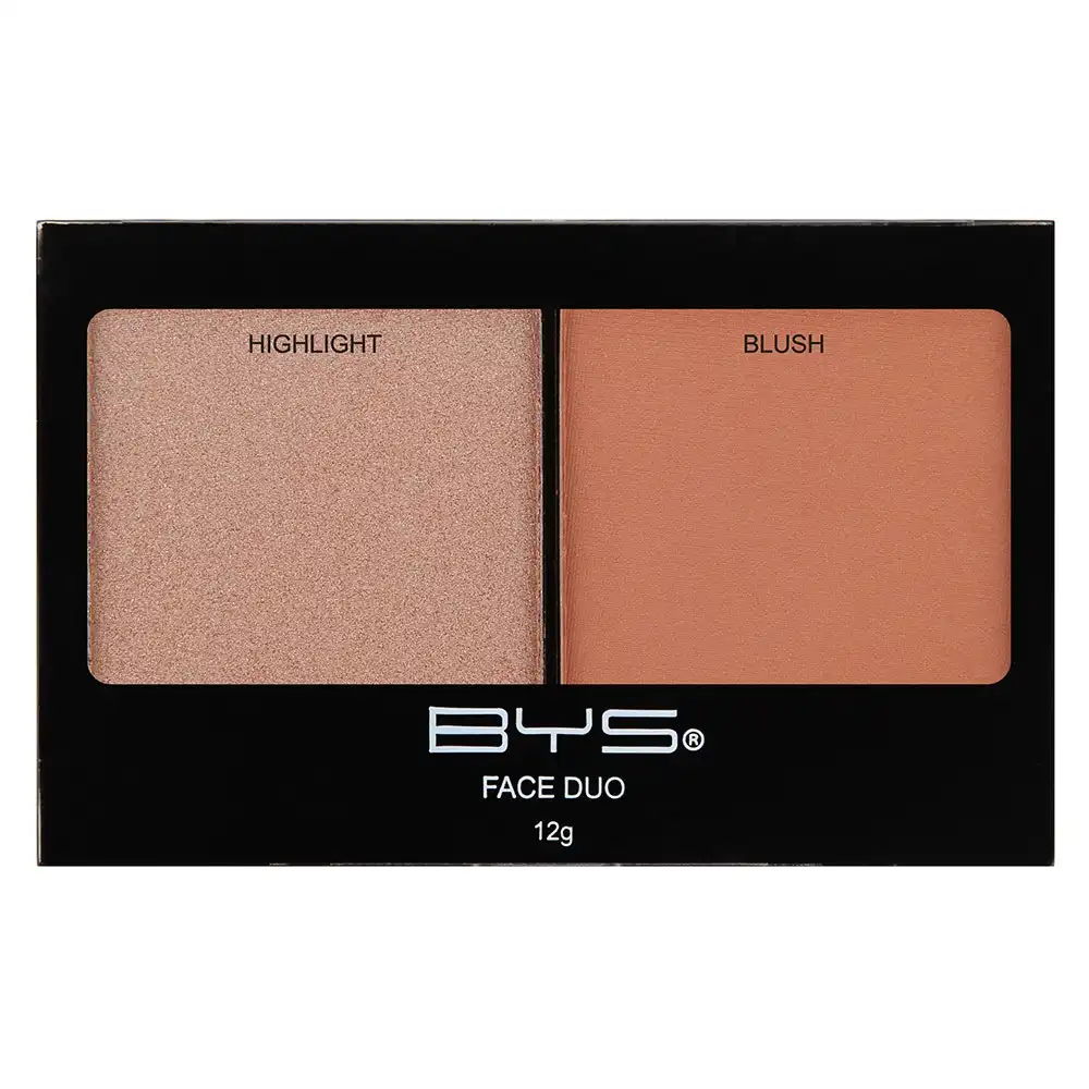 BYS Face Duo 12g Highlight & Blush Palette Makeup Beauty Cosmetic w/ 2 Shades