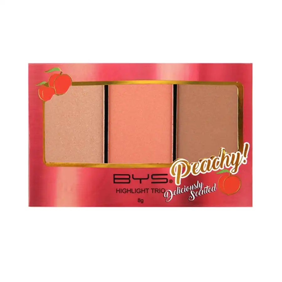 BYS Highlight 8g Palette Trio Peach Face Makeup Beauty Cosmetics w/ 3 Shades