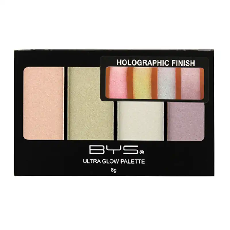 BYS Ultra Glow 8g Palette Holographic Powder Face Makeup Cosmetic w/ 4 Shades