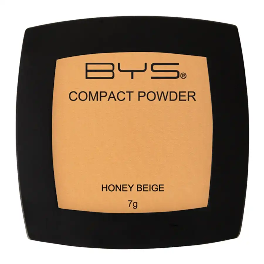 BYS Compact 7g Powder Face Makeup Women Cosmetics Light Coverage Honey Beige