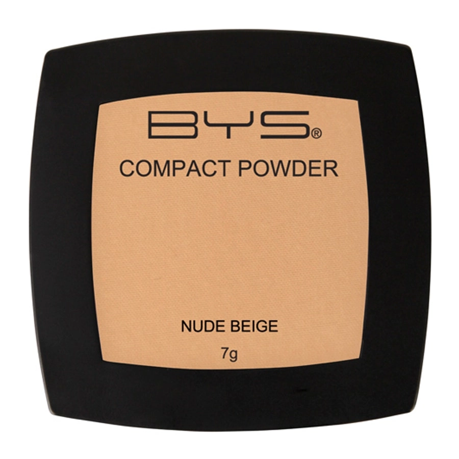 BYS Compact 7g Powder Face Makeup Women Cosmetics Light Coverage Nude Beige