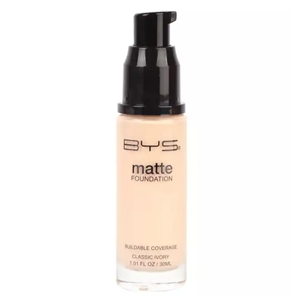 BYS Matte 30ml Liquid Foundation Full Coverage Face Beauty Makeup Classic Ivory