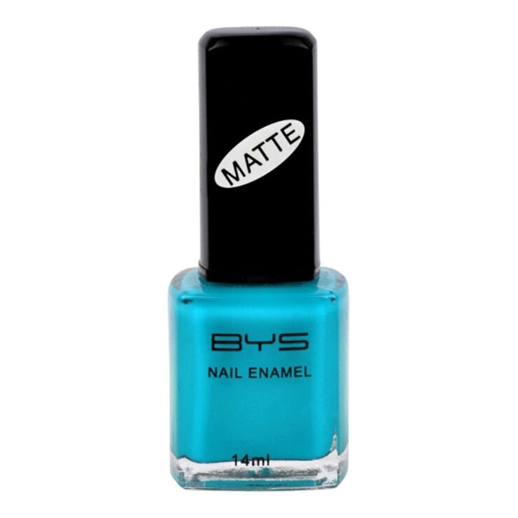 BYS Matte Aqua Nail Polish Enamel Lacquer Long Wearing Quick Drying 14ml Blue