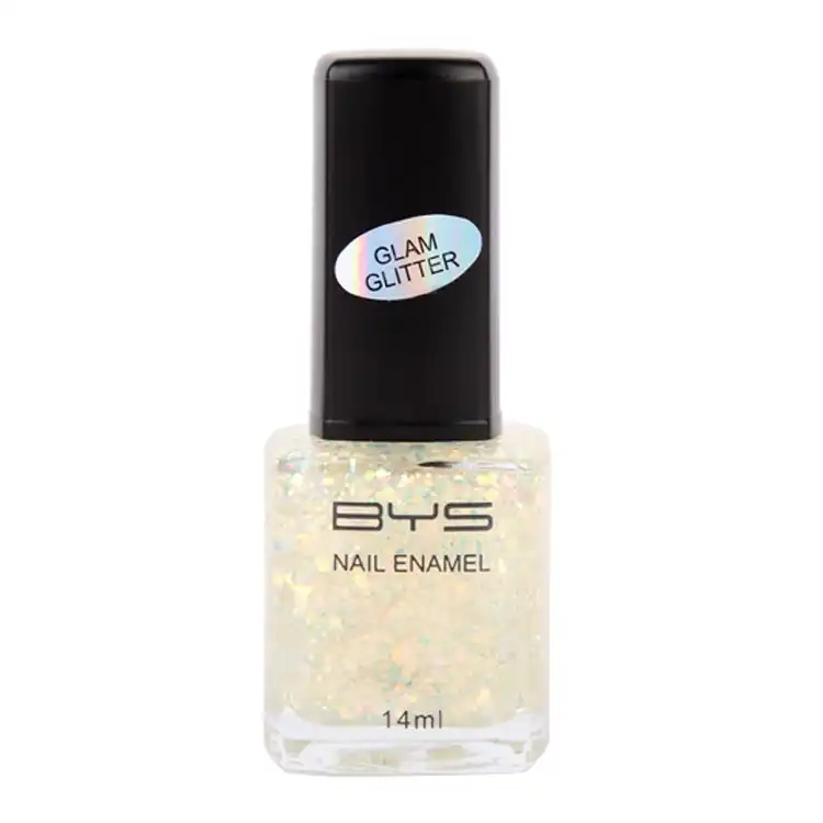 BYS Glam Glitter Nail Polish Prism Lights Enamel Lacquer Glitter Quick Dry 14ml