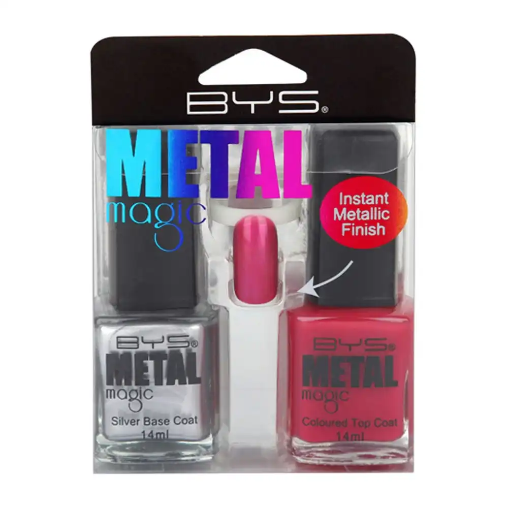 2pc BYS Metal Magic Pink Topaz Nail Polish Enamel Lacquer Metallic Quick Dry