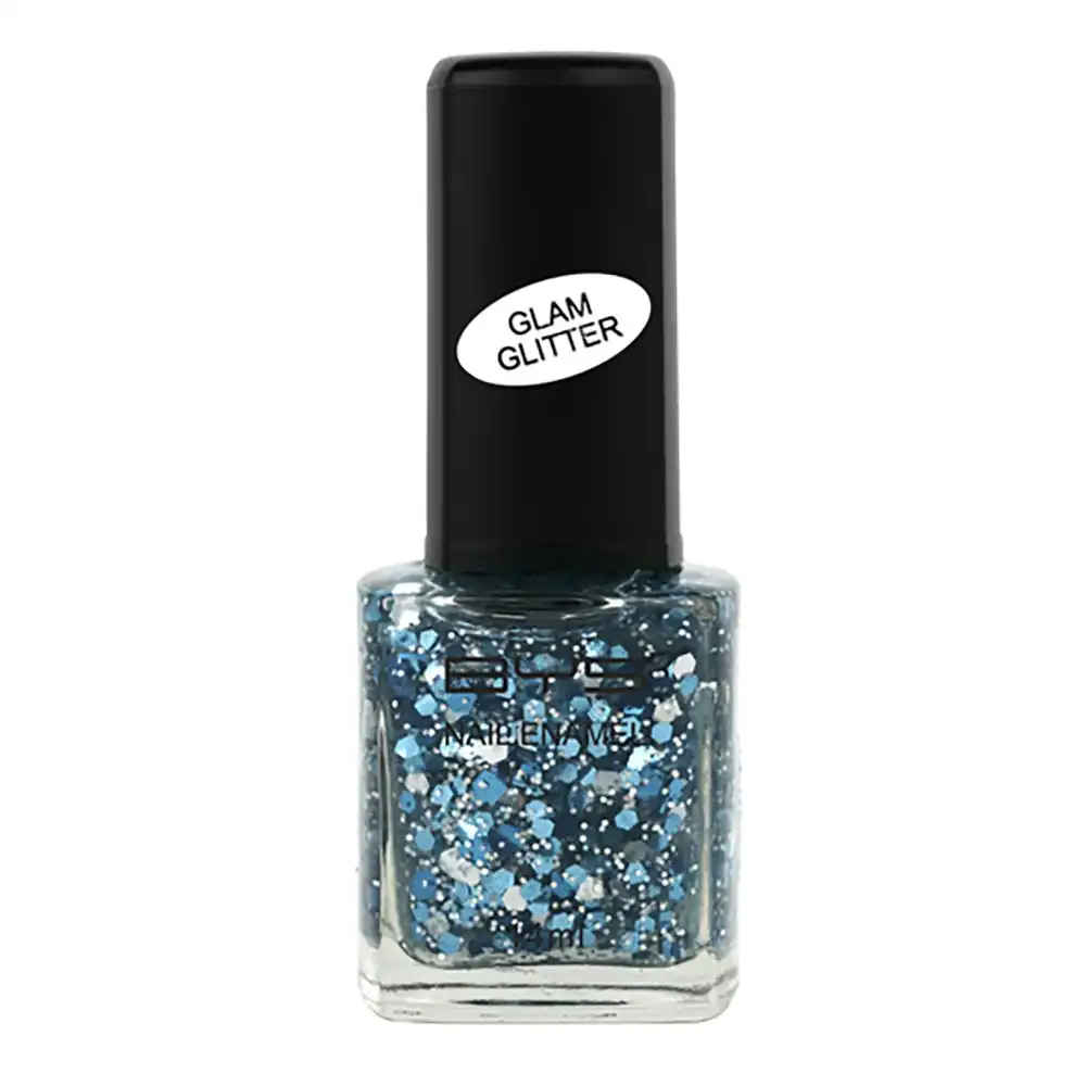 BYS Glam Glitter Out Of The Blue Nail Polish Enamel Lacquer Quick Dry 14ml Blue