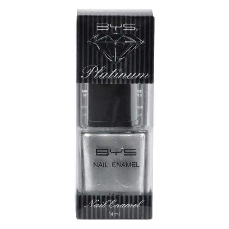 BYS Platinum Metallic Silver Nail Polish Enamel Lacquer Lasting Quick Dry 14ml