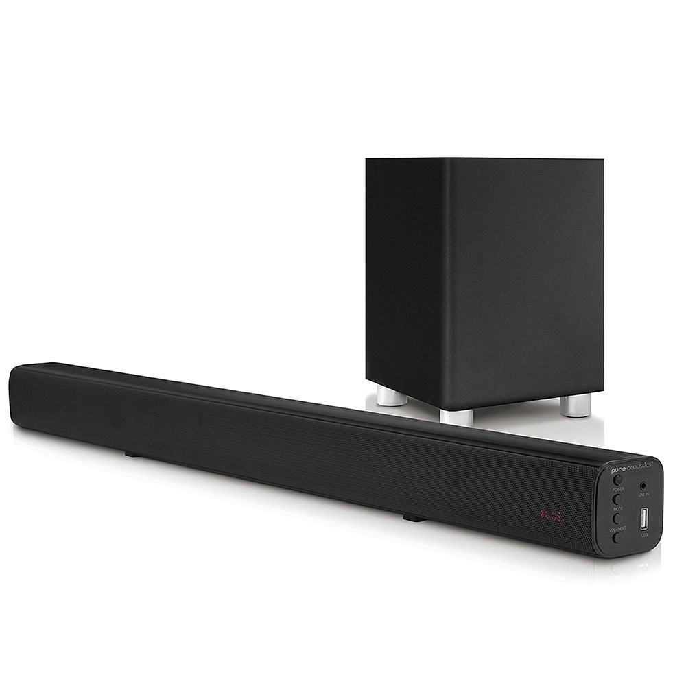 Pure Acoustics SBW-175 2.1ch Bluetooth Sound-bar w/ Wireless Subwoofer/FM Radio