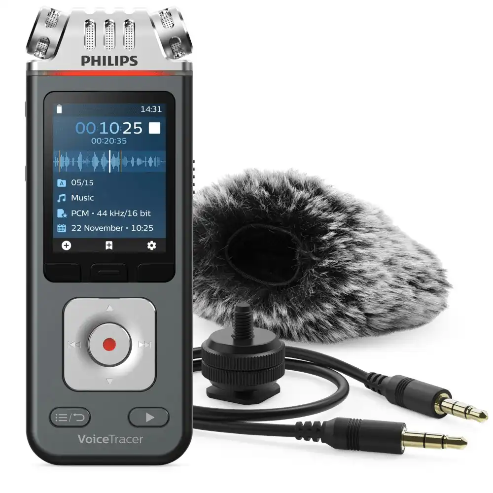 Philips DVT7110 8GB VoiceTracer Audio Recorder w/3 Mics/DSLR Video Shooting Kit