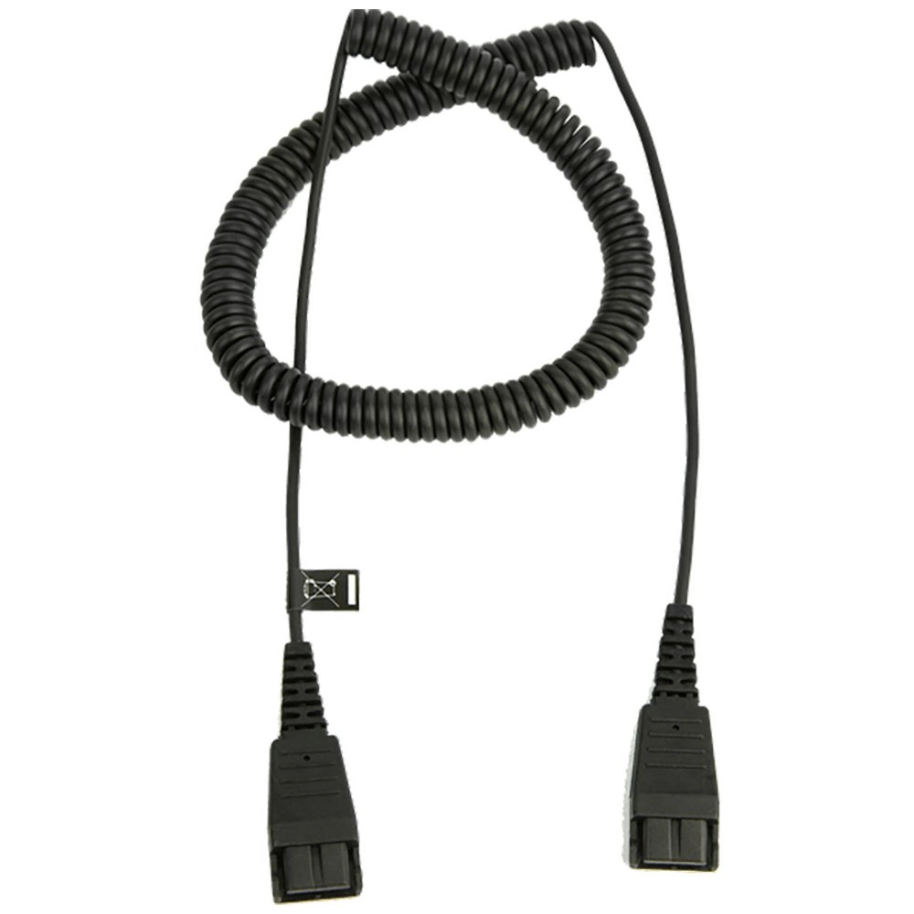 Jabra QD To QD Extension Curly Cord For Corded Headset 2m Accessory Black