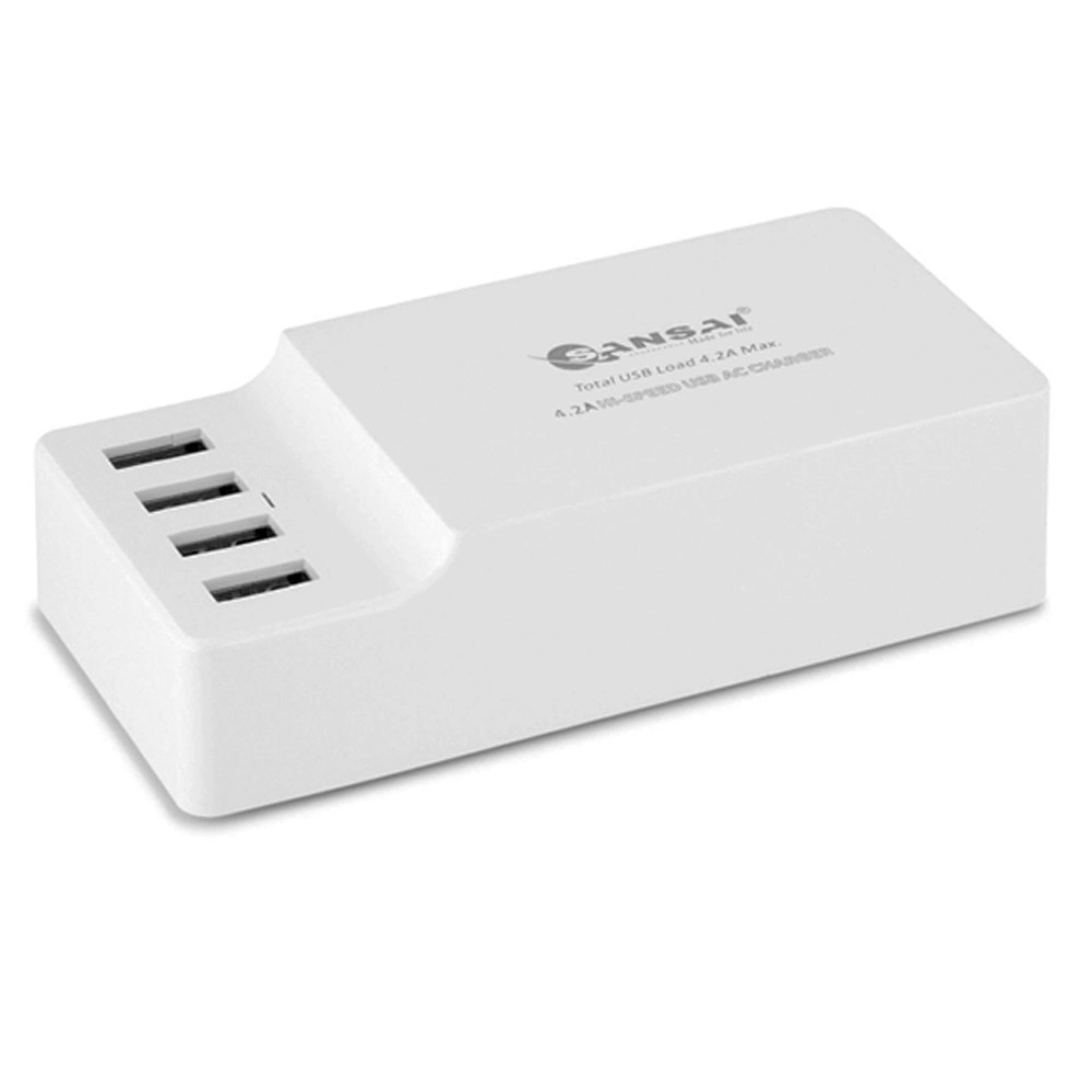 4 Port USB Charger Charging Station Hub 4.2A for iPhone Galaxy iPad Tablet HTC