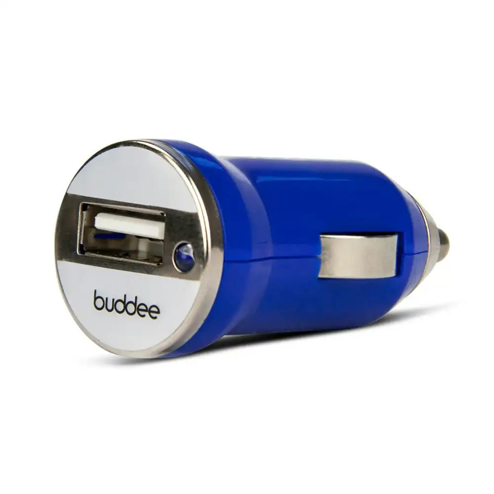 Buddee Single Port USB Car Charger For Android/iPhone/iPad/Tablet/GPS 2.1A Blue